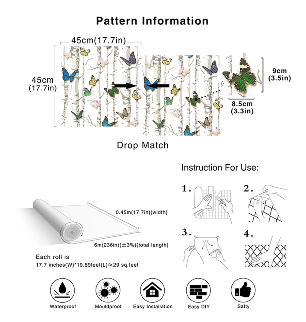 

LUCKYYJ Peel And Stick Wallpaper Removable Butterfly Self Adhesive Wall Stickers For Kidroom And Leisure Room Home Decorative