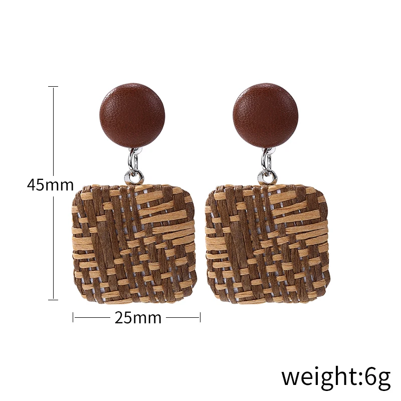 Женские плетеные деревянные серьги ручной работы длинные висячие из ротанга с