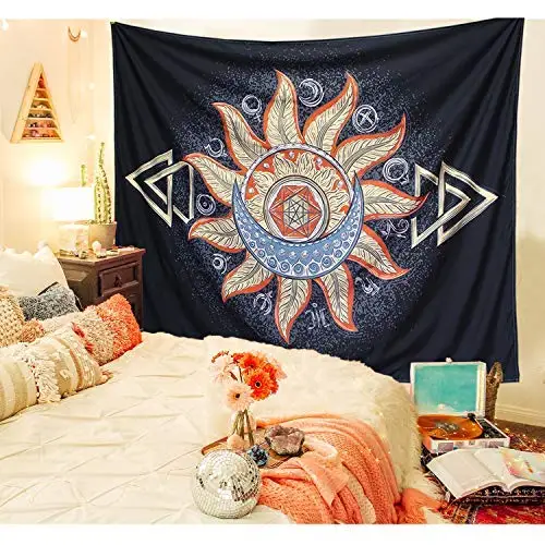 

Mandala Black Sun And Moon Tapestry Wall Hanging Backdrop Decor Hippie Wall Tapestry Wall Carpets Bedspread Psychedelic Tapestry