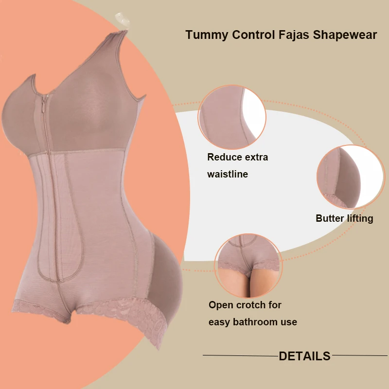 Full Body Shapewear Women Skims Underwear Postpartum Tummy Control Shaper Slimming Fajas Colombianas With Zipper