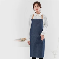 blue denimcanvas simple aprons uniform unisex jeans aprons mens ladys kitchen cooking gifts