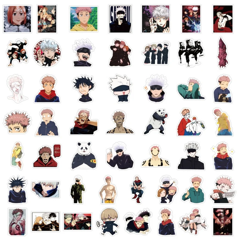 

50Pcs/set Jujutsu Kaisen Figure Character Itadori Satoru Figure PVC Stickers Laptop Skateboard Phone Laptop Decoration