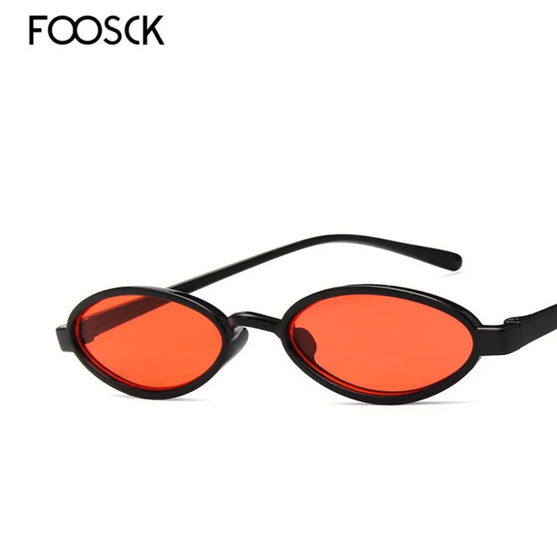 FOOSCK, маленькие овальные солнцезащитные очки для женщин и мужчин, Ретро стиль, Винтажные Солнцезащитные очки для девушек, черные, красные солнцезащитные очки для женщин, UV400