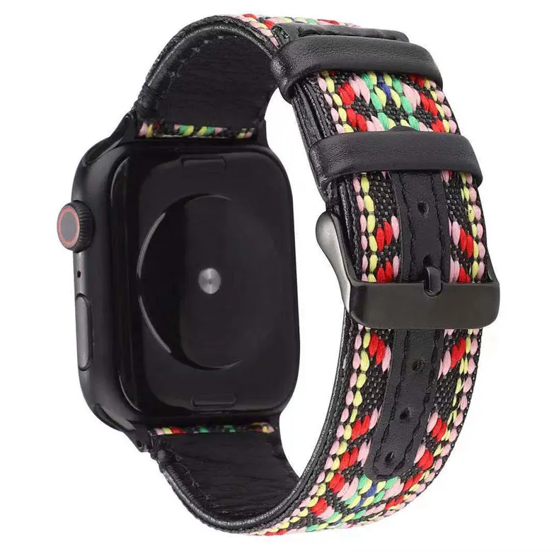 Нейлон+ натуральная кожа ремешок для apple watch, ремешок 42 мм, 38 мм, версия apple watch 5/4 44 мм 40 мм, для iwatch, версия 3, 2, 1 браслет аксессуары