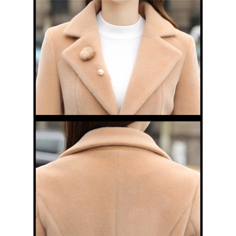 

Winter Wool Blends Long Coat Women 2020 Khaki S-3XL Plus Size Woolen Jacket Korean Fashion Clothing Pink Trench Coats LR686