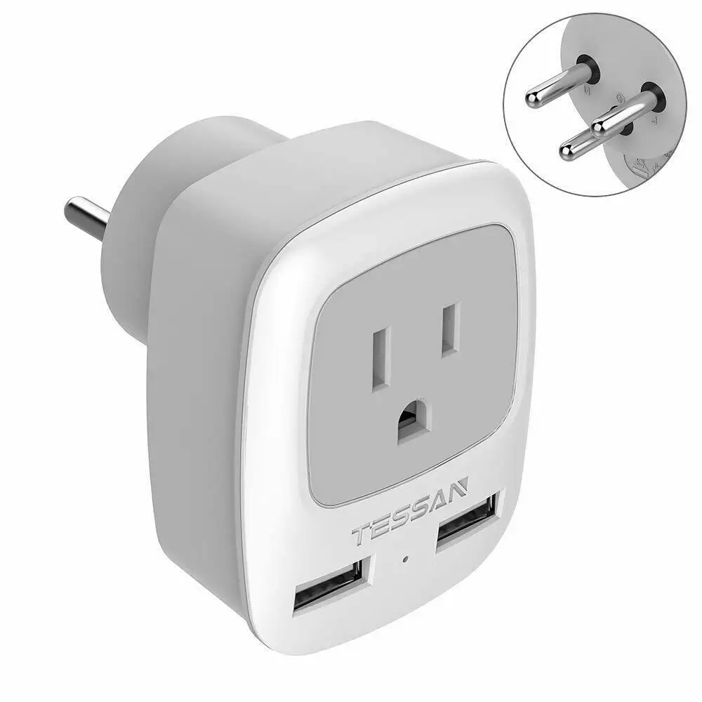 

TESSAN Israel Palestine Travel Adapter with 2 USB Charging Ports and 1 AC Outlet Portable 3 In 1 Wall Charger Adapter -Type H