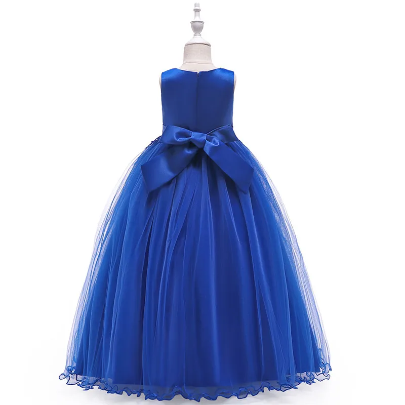 

Elegant Flower Girls Dress for Ceremony 3D Applique Lace Pearls Party Evening Girls Dress Kids Vestidos