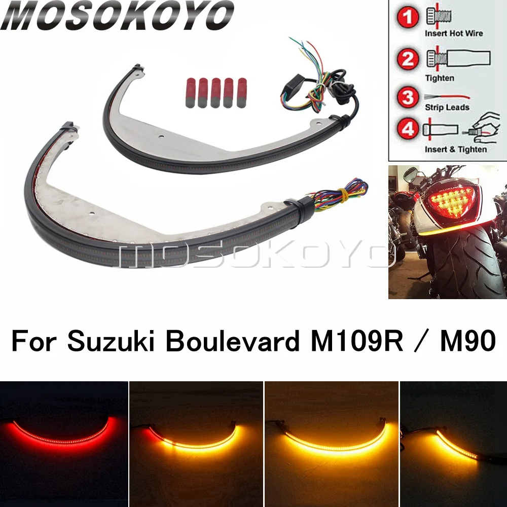 

For Suzuki Boulevard M109R M90 Rear Fender Eliminator Turn Signal Brake Tail Light Flowing Sequential LED Dual Taillight 2006-Up
