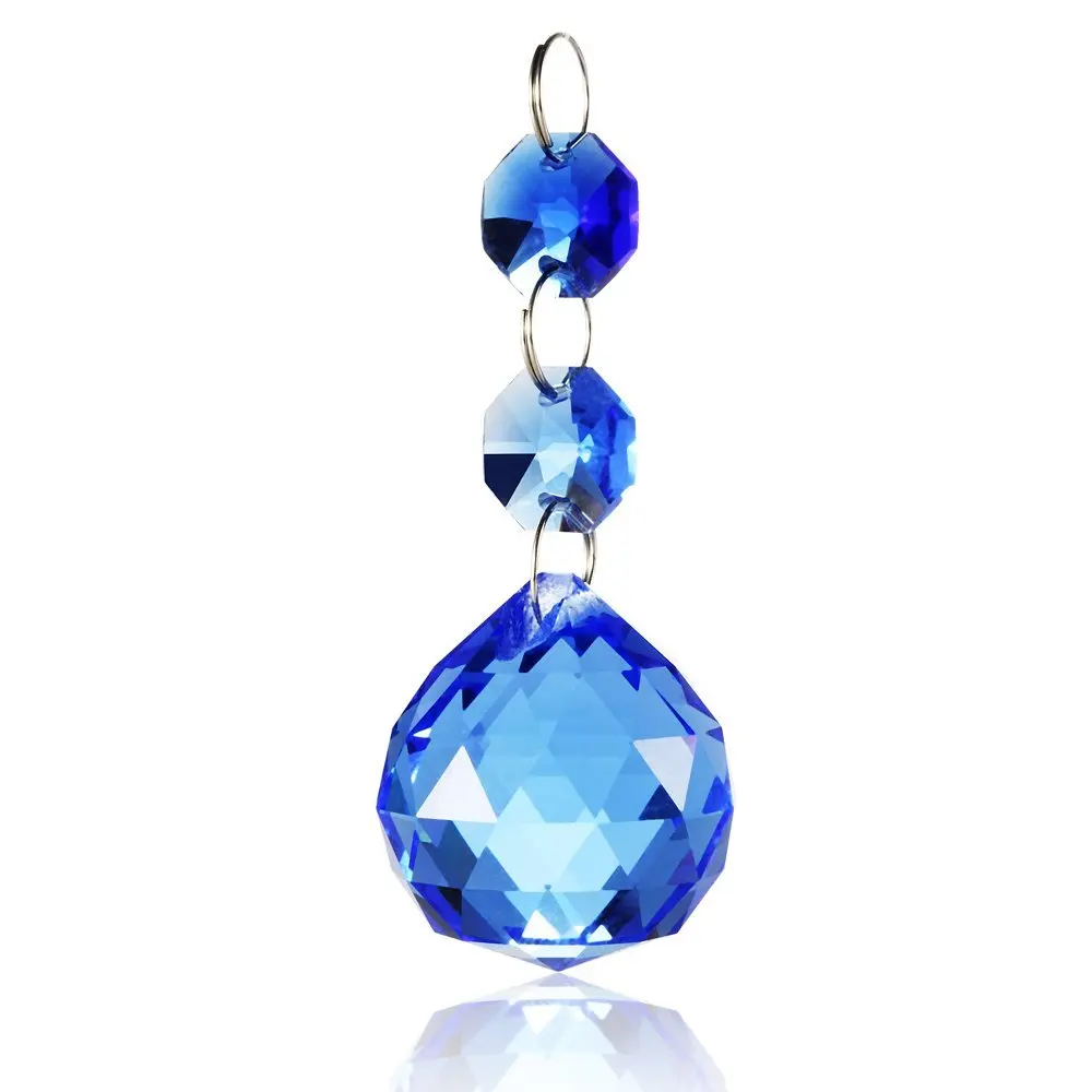 

10 шт. Высокое качество 30 мм Хрустальный граненый шар + 14 мм восьмиугольный бисер Гирлянда для Рождественского украшения