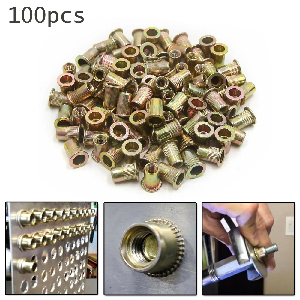 

Threaded Rivet nut Nutsert Carbon steel M6*15 Flat head Tool Equipment
