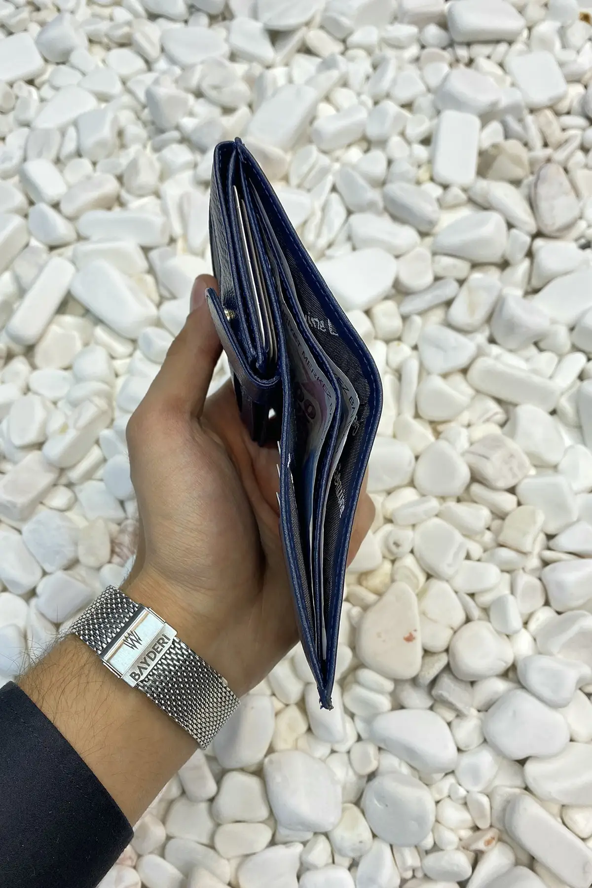 

Genuine Leather Men's Wallet Navy Blue