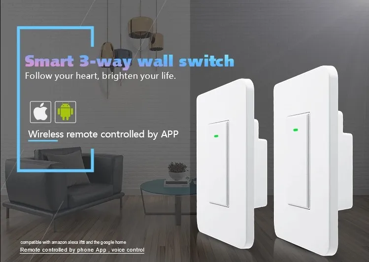Wi-Fi, умный светильник с двойным управлением, настенный прерыватель Swtich App, голосовой беспроводной Таймер, 2 способа дистанционного управления, с Alexa Google Home