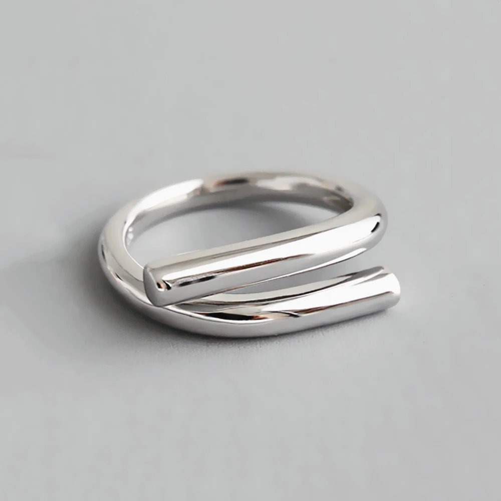 Женское кольцо MEETSOFT с серебряным покрытием простое регулируемое белым железным