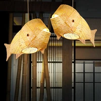 carp lamp bamboo and wood chandelier suitable for lighting restaurant garden dining room living room manual chandelier