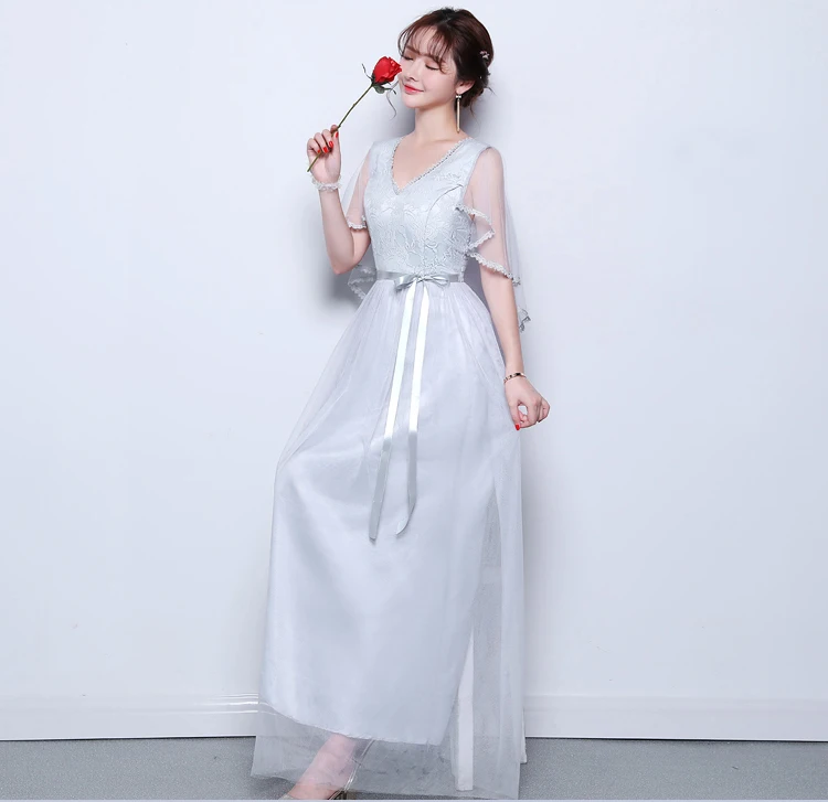 Серое платье подружки невесты для а силуэт тюль Vestido Largo Sirena элегантное женщин