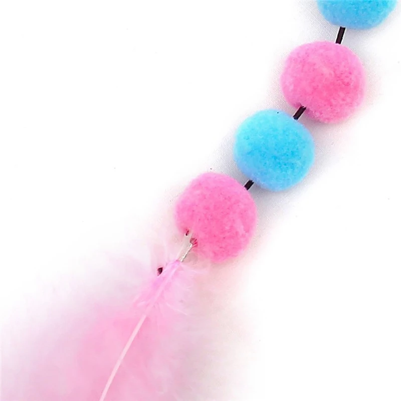 1pc Cat Feather Teaser Toy Interactive Funny Kitten with Bell Cats Toys Pom Wand Pet Supplies Random Color | Дом и сад