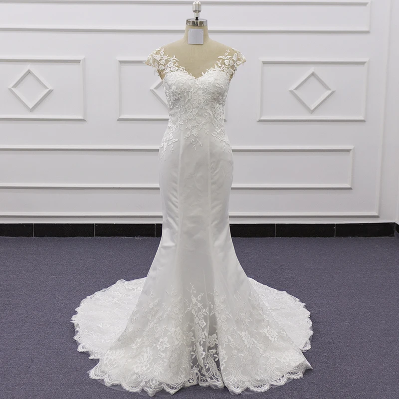 

Eslieb Sweetheart Satin Mermaid Floor-Length Sleeveless Appliques Court Train Zipper Vestido de novia SJ289