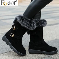eokkar 2020 women snow boots fashion elegnat women mid calf boots all match round toe low heel ladies boots big size 34 43