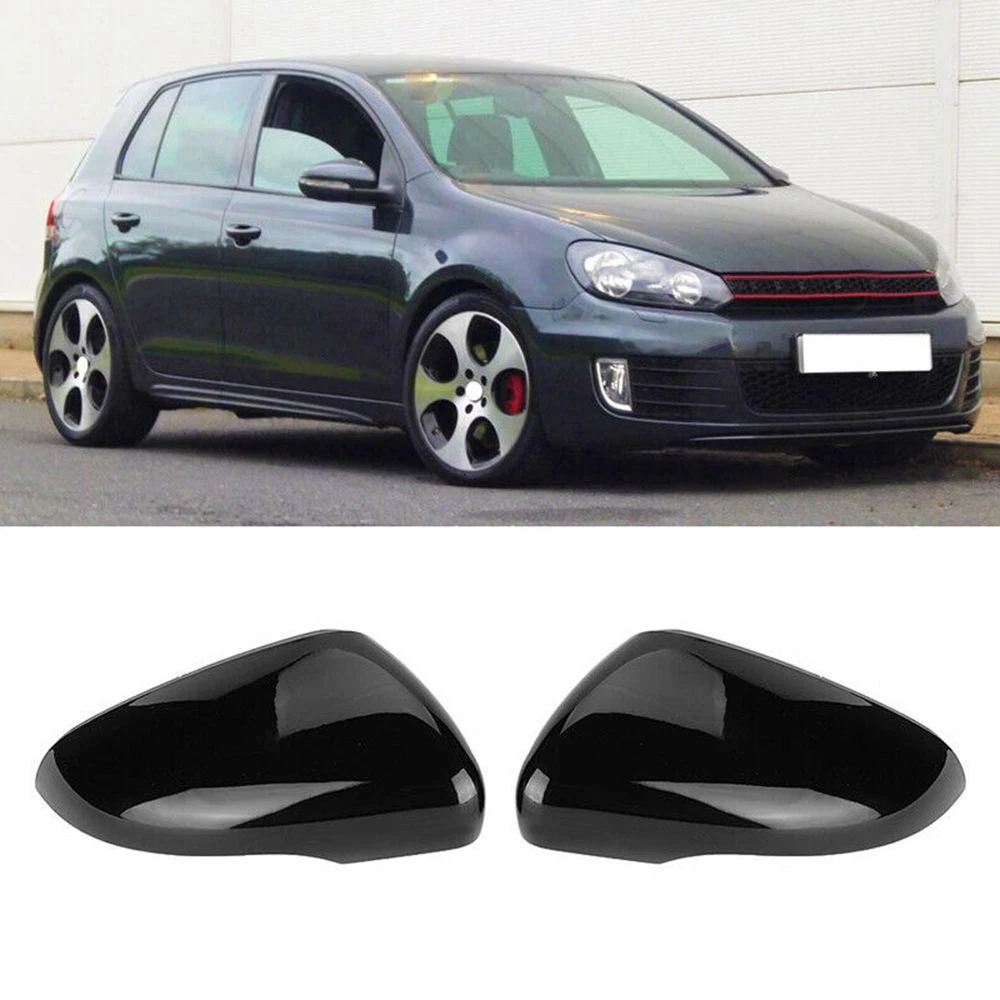 

2pcs Car Rear View Mirrors Cover Protector For Golf 6 MK6 R VI 2009-2013 Black 5K0857537 Auto Rearview Mirror Covers Accessories