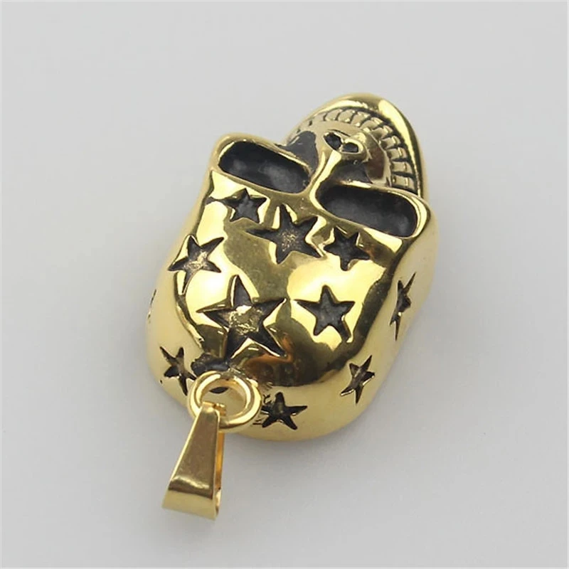 

Stars Gold Gothic Punk Men's Women 316L Stainless Steel Skull Pendant