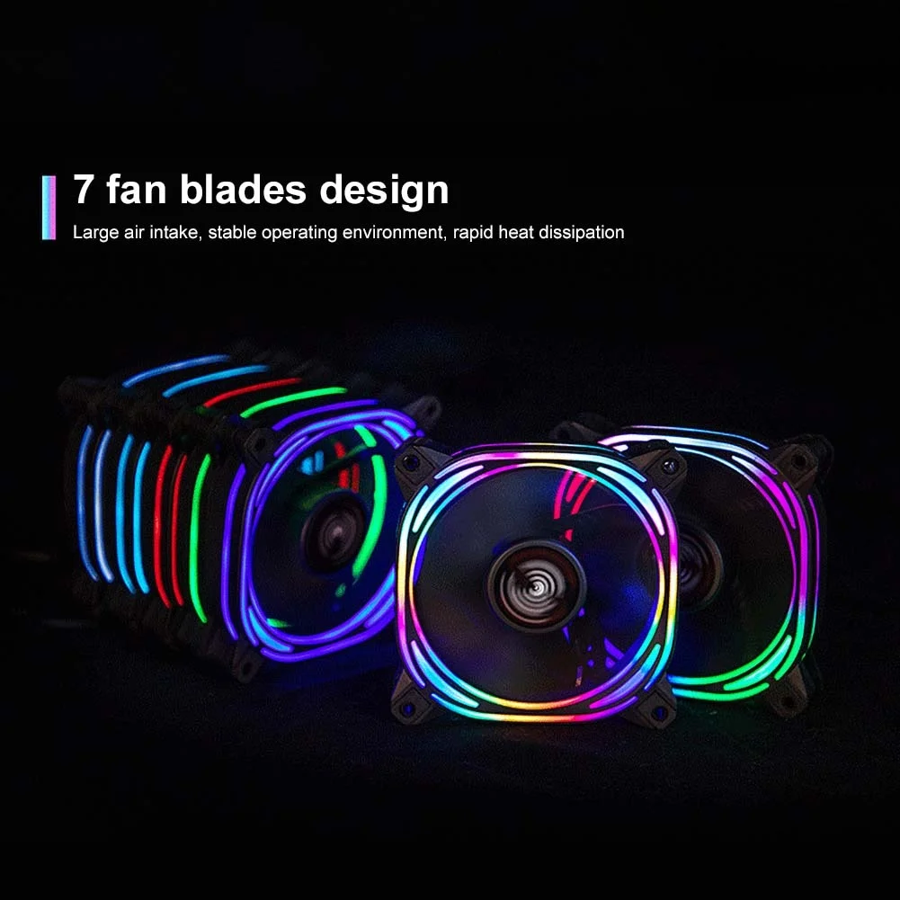 Бесшумный 6 контактный вентилятор с 7 лопастями RGB 120 мм Светодиодная подсветка