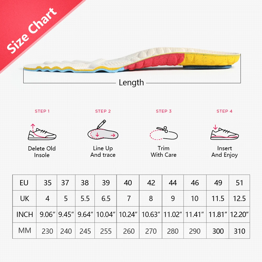 BANGNI Sports Insoles Arch Support Shoes Pad Heel Shock Absorb BASF PU Foam Sweat Breathable Running Inserts for Feet Women Men