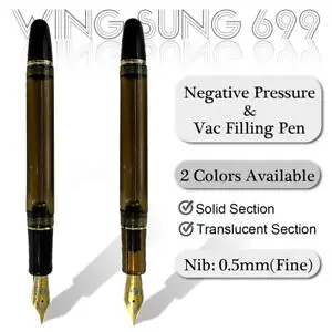 Перьевая ручка WingSung 699 коричневая полупрозрачная вакуумная Наполняющая перьевая