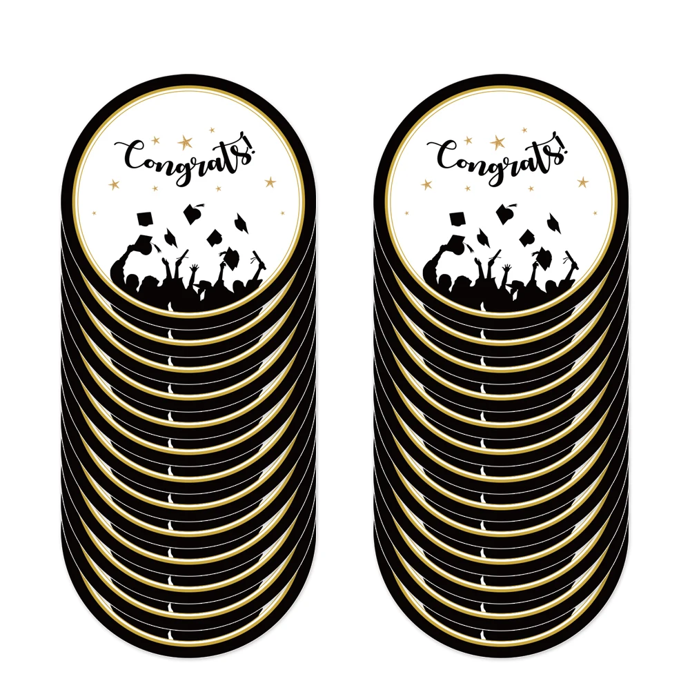 

24 шт 7 дюймов десертные тарелки поздравляем Класс тема одноразовая посуда Выпускной вечерние украшения свадебные сувениры