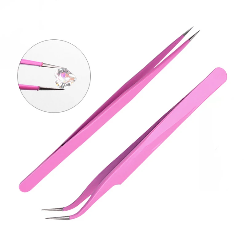 Профессиональный пинцет для наращивания ресниц стальной заостренный зажим