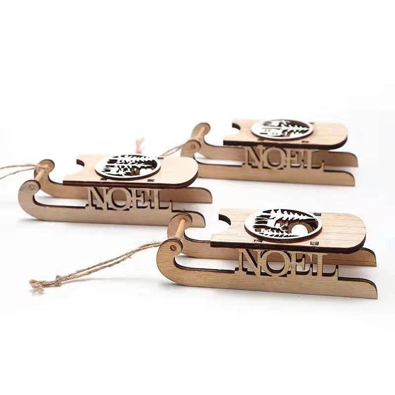 3 uds creativo delicado duradero Mini trineos port&aacute;til pr&aacute;ctico de Navidad trineo para decoraci&oacute;n de Navidad-0