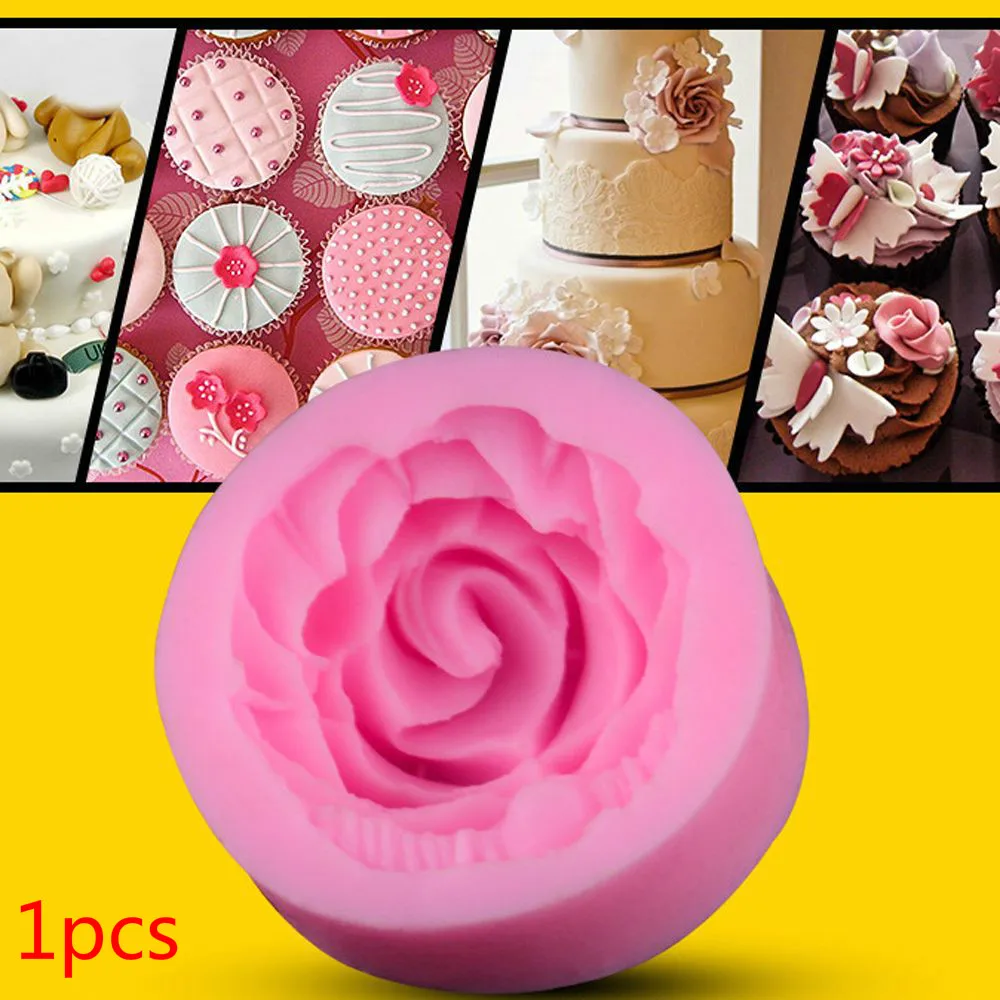 

Bloom Rose Flower shape 3D Silicone Mold Soap Making DIY Wedding Cake Mold Cupcake Jelly Candy Decoration Craft Baking Tools