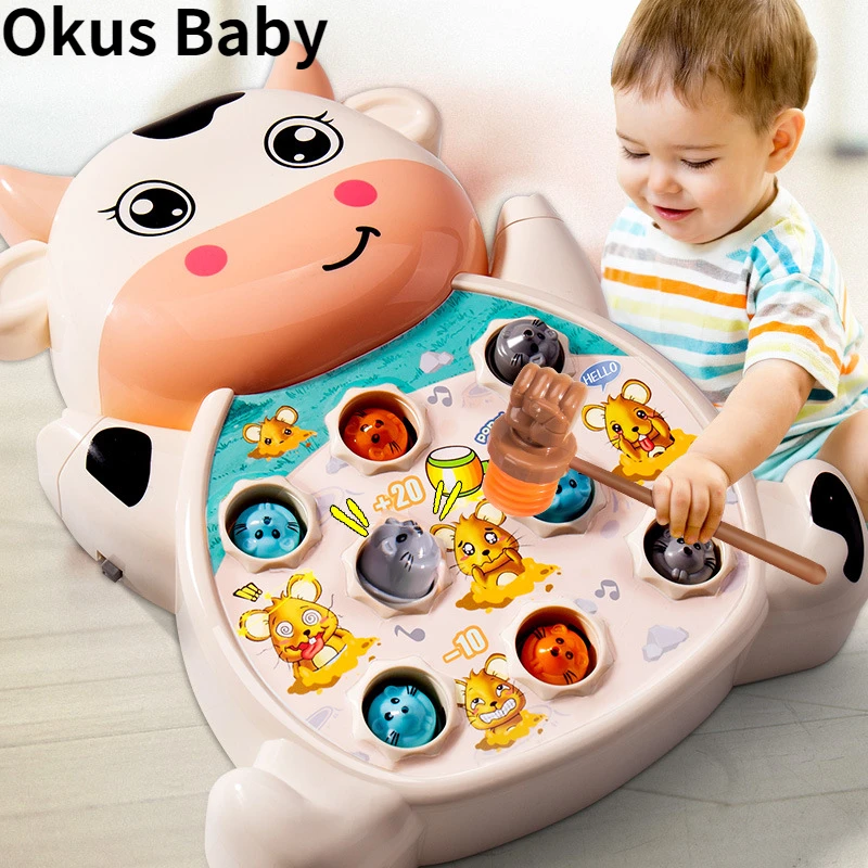 

2021 Kids Musical Interactive Game Toys Hammer Stick Montessor Little Baby Cute Beats Animal Educational Toy For Children