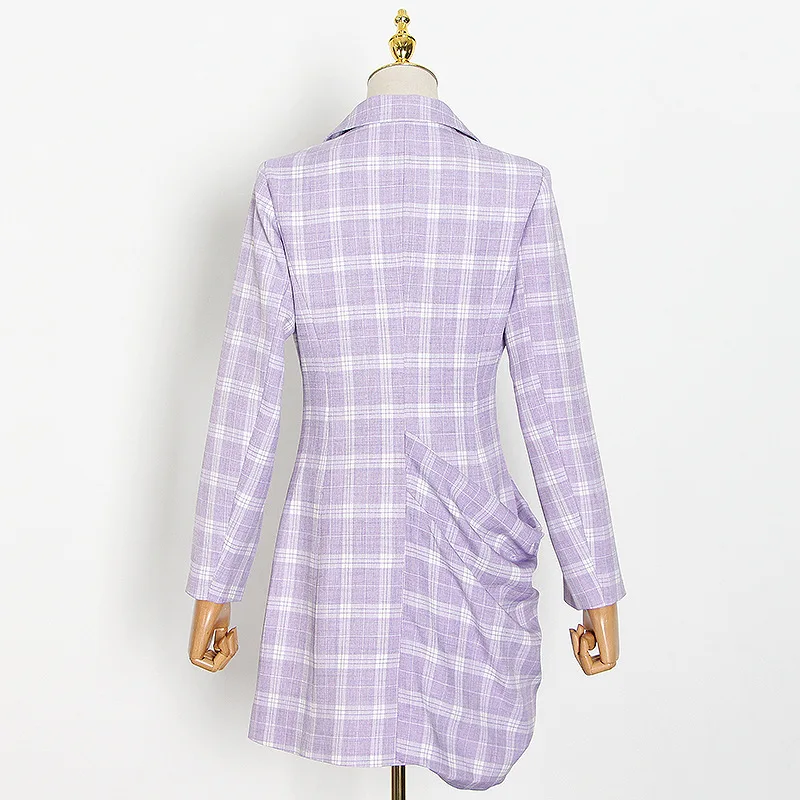 

JCHB 2021 Dress Women Blazer Plaid Autumn Spring Autumn Heavy Weight High Waist Cape Dress