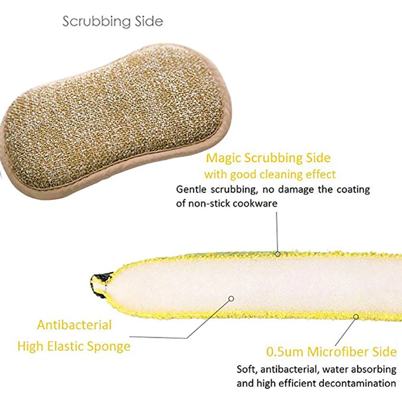 5 шт. антибактериальное микрофиберное уборка на кухне подушечки двухсторонние