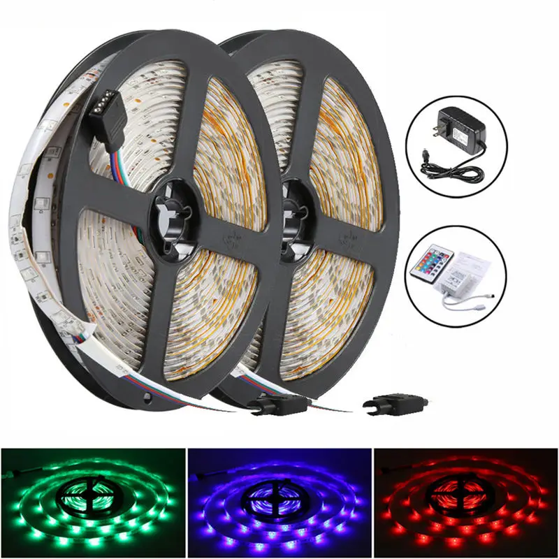10 м 300 светодиодов 3528 Smd 2X 5M Rgb светодиодный светильник полосы + ИК пульт