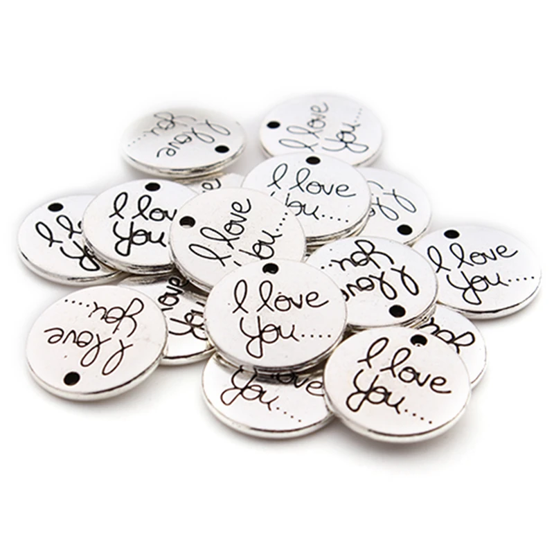 

Ckysee 20pcs/lot I Love You Letter Alloy Charms 20mm Jewelry Handmade Pendants Jewelry Making Accessory DIY Bracelet Necklace