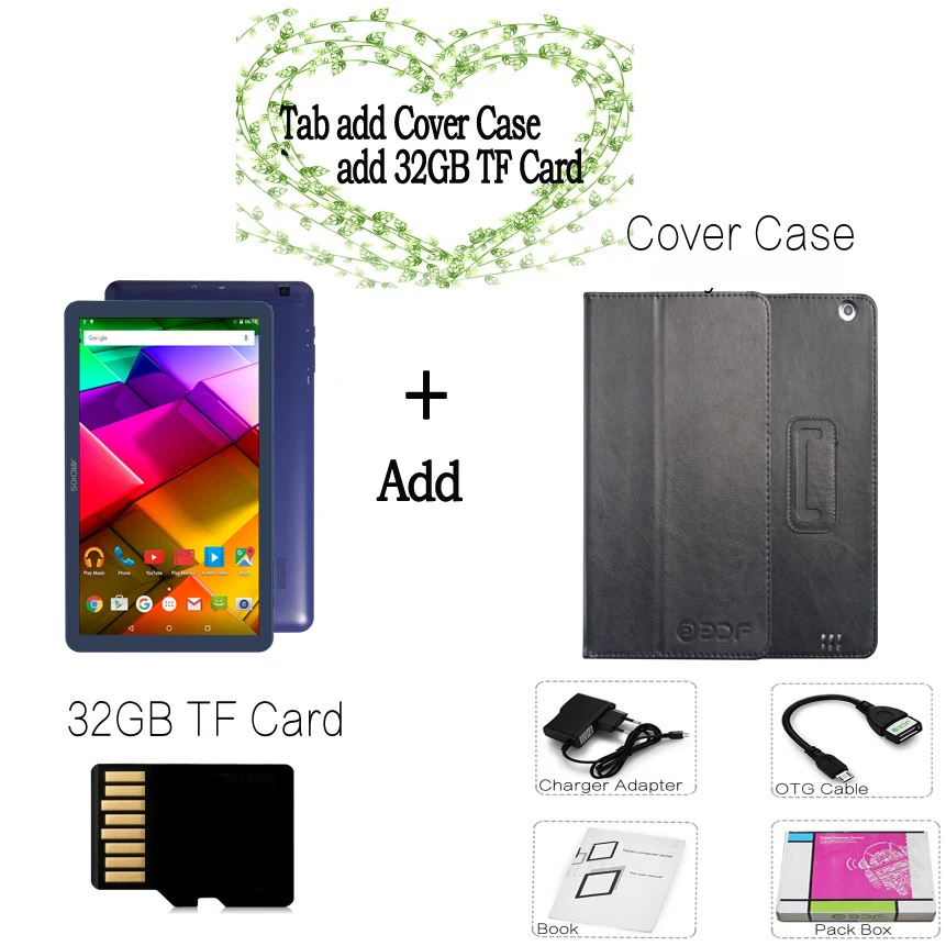 32 G TF Add Case 10 дюймов четырехъядерный мобильный телефон Sim Android 5,1 планшет 1 ГБ ОЗУ и 16 Гб ПЗУ Google Play wifi планшеты ПК Android планшет ПК - Комплект: 32 G TF Add Case