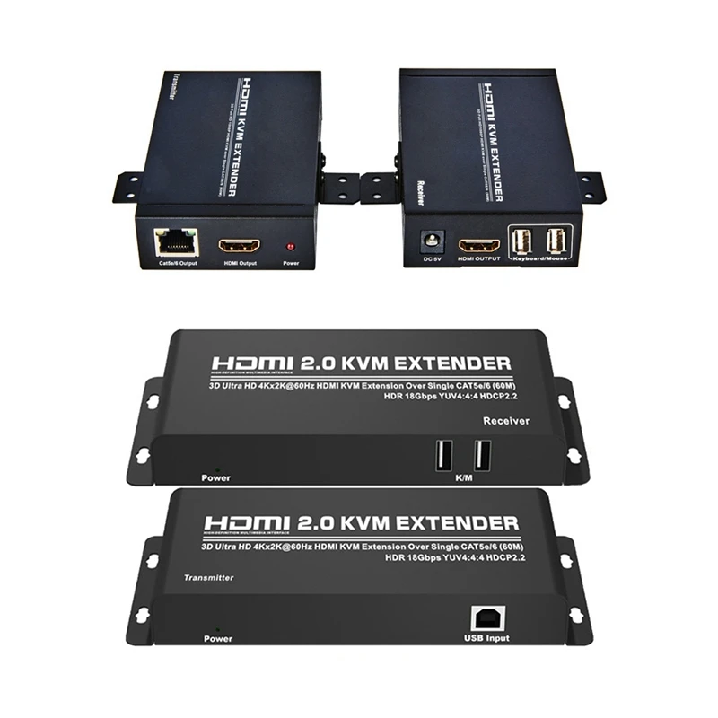 

2set 196Ft HDMI Extender Transmitter HDMI Single Network Cable Extender with Local HDMI Loop Out Eu Plug