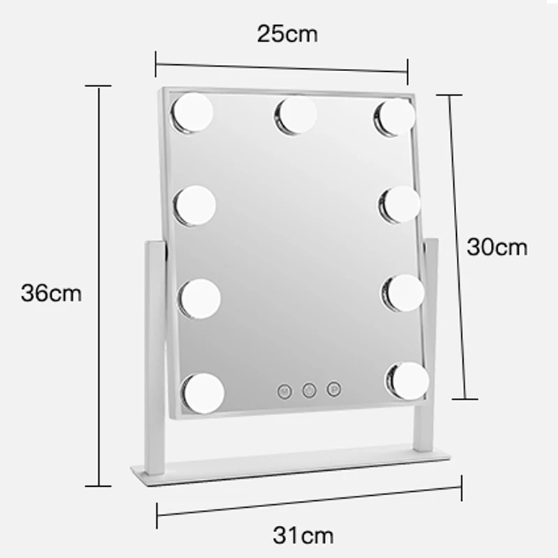 Голливудское зеркало для макияжа с подсветкой 9 светодиодный лампочек сенсорное