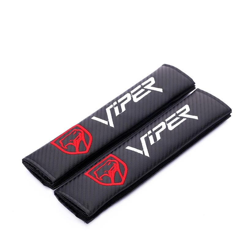 

Embroidery for VIPER cobra emblem Car carbon fiber style seat belt cover shoulder pad for Dodge Ford Chevrolet Honda accessories
