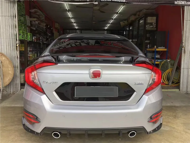 CITYCARAUT EXTERIOR AUTO ACCESSORIES Spoilers Wings REAR SPOILER FIT FOR HONDA CIVIC 2016-18 BASIC COLOR SPOLIER WITH BRAKE LED |