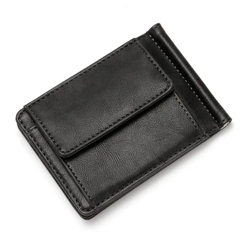 1 PU ID держатель кредитной карты кошелек RFID Блокировка мини тонкий Зажим для долларов Органайзер чехол откидная крышка клатч Карманный Кошелек для монет - Цвет: 1