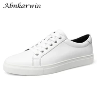 abnkarwin casual solid mens white shoes genuine leather sneakers black flats breathable plus size 48s 49s 50s