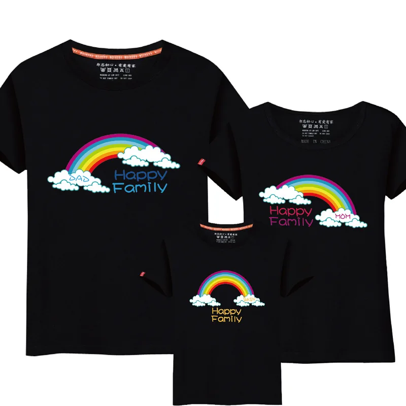 Футболки с короткими рукавами для всей семьи Милая одежда одинаковые платья мамы