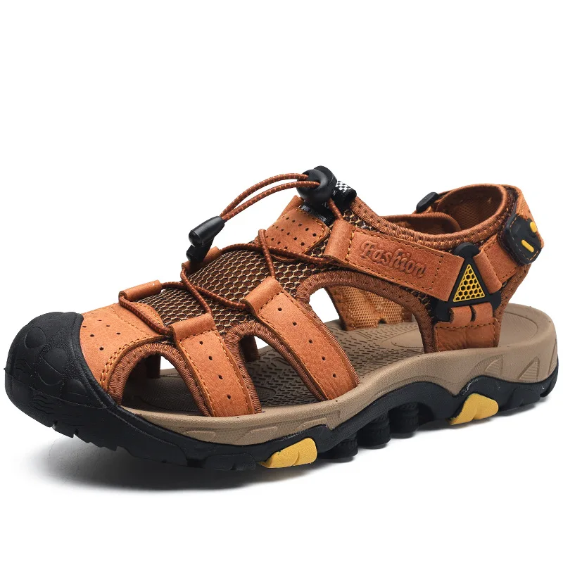 Сандалии из натуральной кожи мужские Классические мягкие босоножки удобная