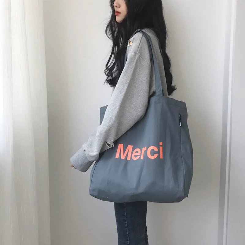 Молодежная Холщовая Сумка через плечо с буквенным принтом женская сумка тоут для