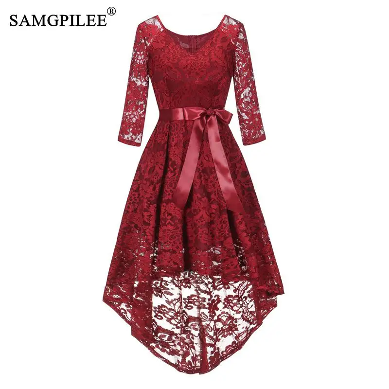 Винтажные женские платья миди Samgpilee элегантное облегающее цветочное кружевное