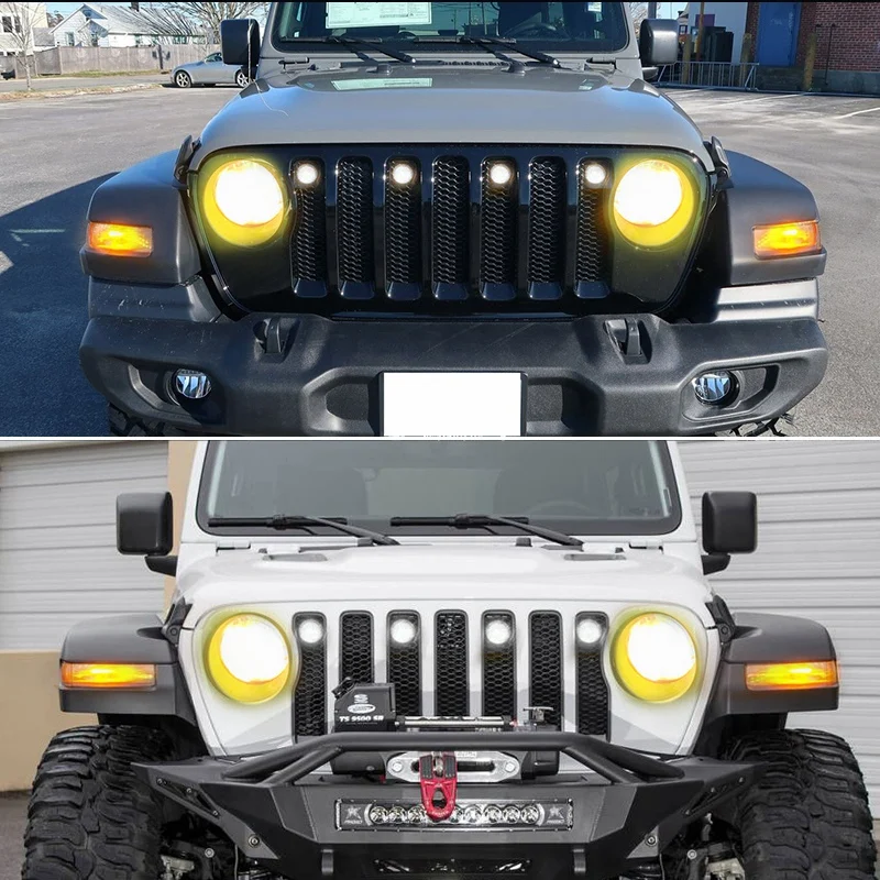 1 Set Smoked Lens 6000K White Car LED Lights DRL with Harness for Jeep Wrangler JK 2007-2017 Front Grille Light Lamp | Автомобили и
