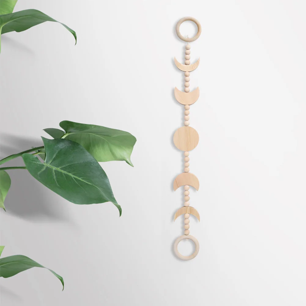 

Home Kids Room Dorm Nursery Office With Tassel Gift Ornament Bedroom Hanging Decoration Moon Phase Wood Beaded Nordic Style