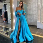 Голубые Вечерние платья Smileven без пояса, арабские платья для особых случаев с накидкой, вечерние платья для вечеринок